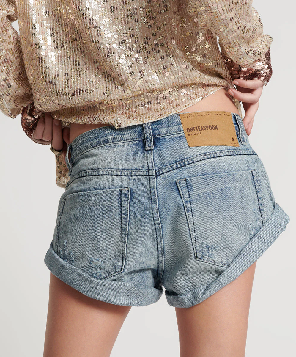 Bandits Low Waist Denim Shorts - Archived Salty Dog Blue - Image 8