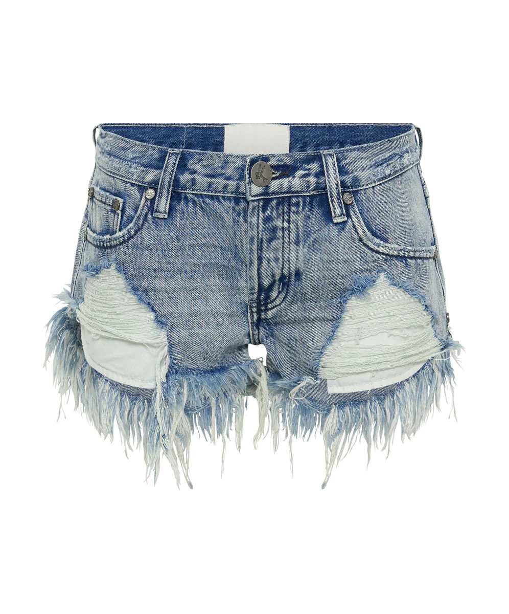 Dukes Low Waist Mini Denim Shorts - Salty Dog Blue - Image 6