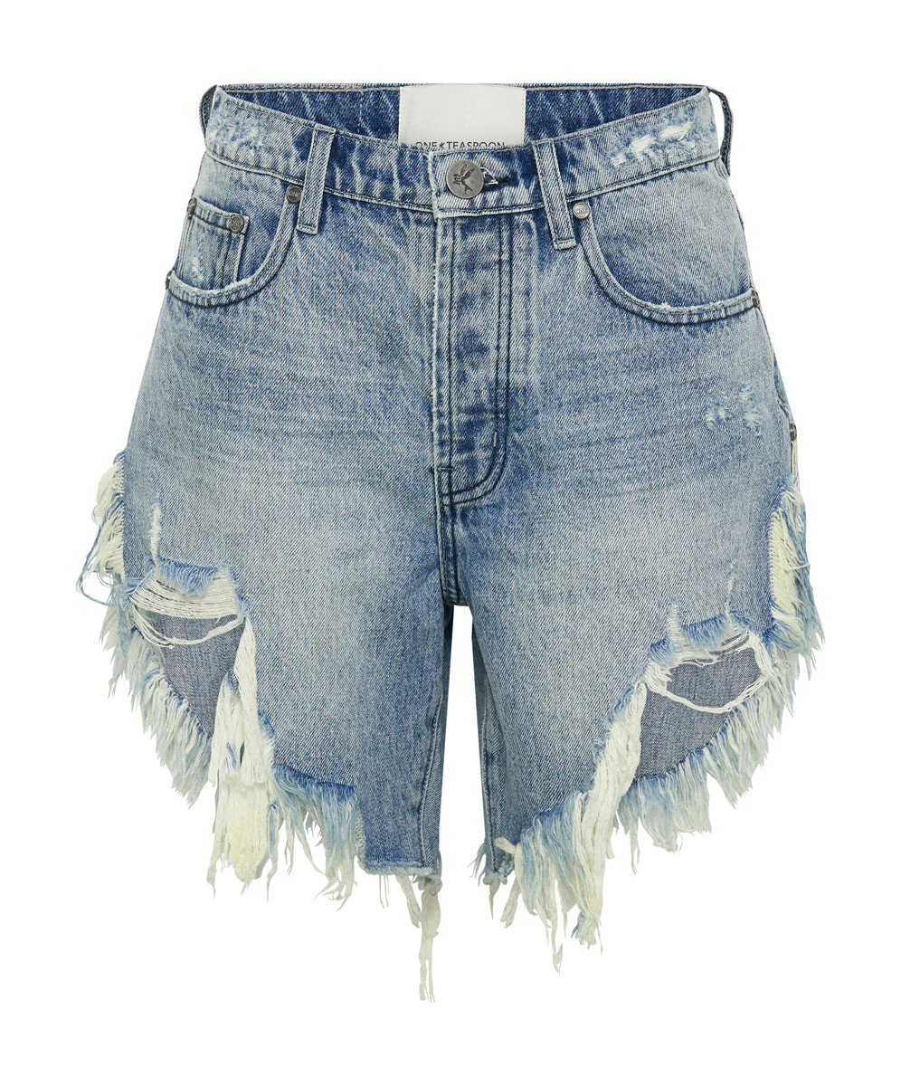 Frankies Low Waist Long Length Denim Shorts - Salty Dog - Image 6