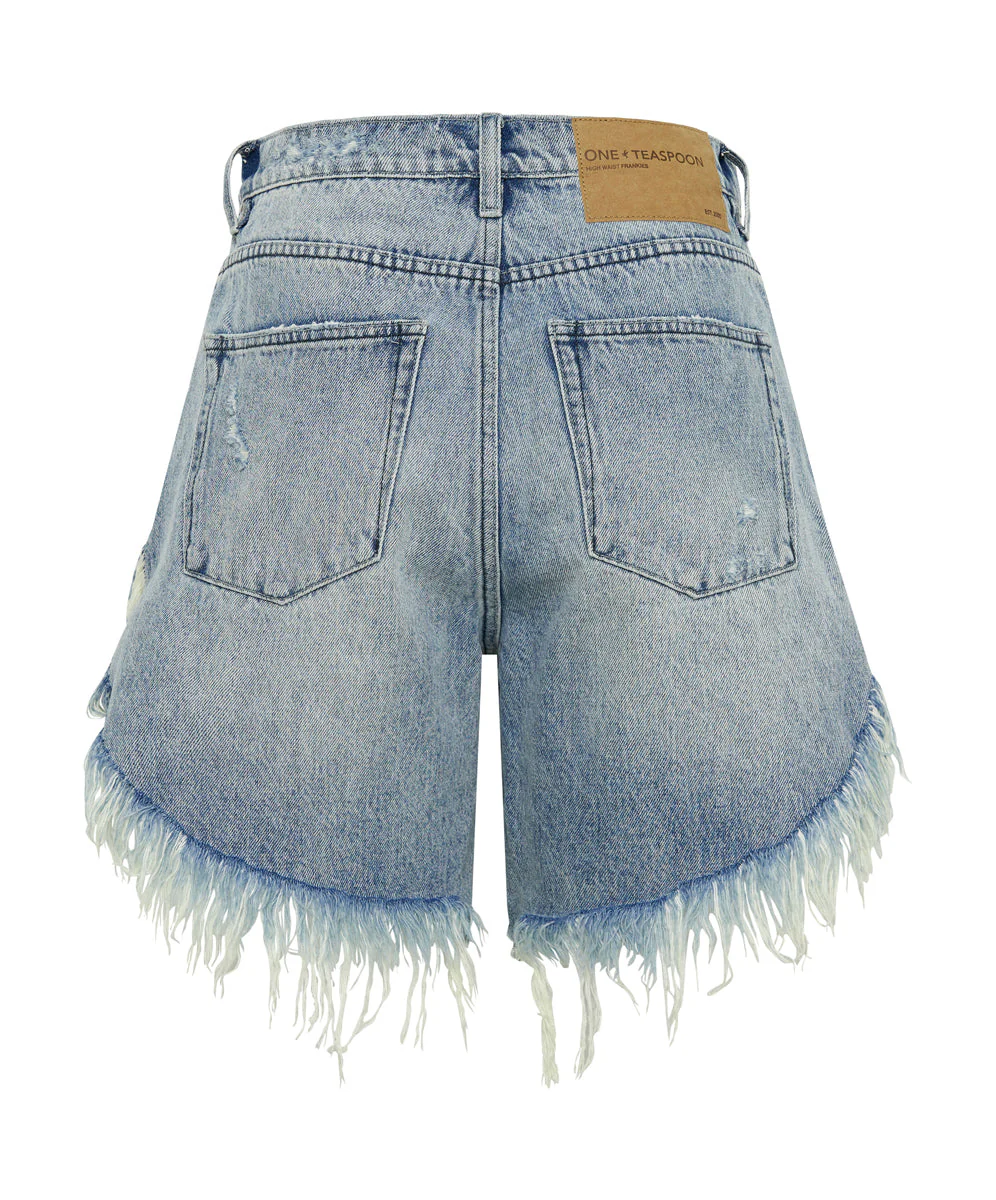 Frankies Low Waist Long Length Denim Shorts - Salty Dog - Image 7