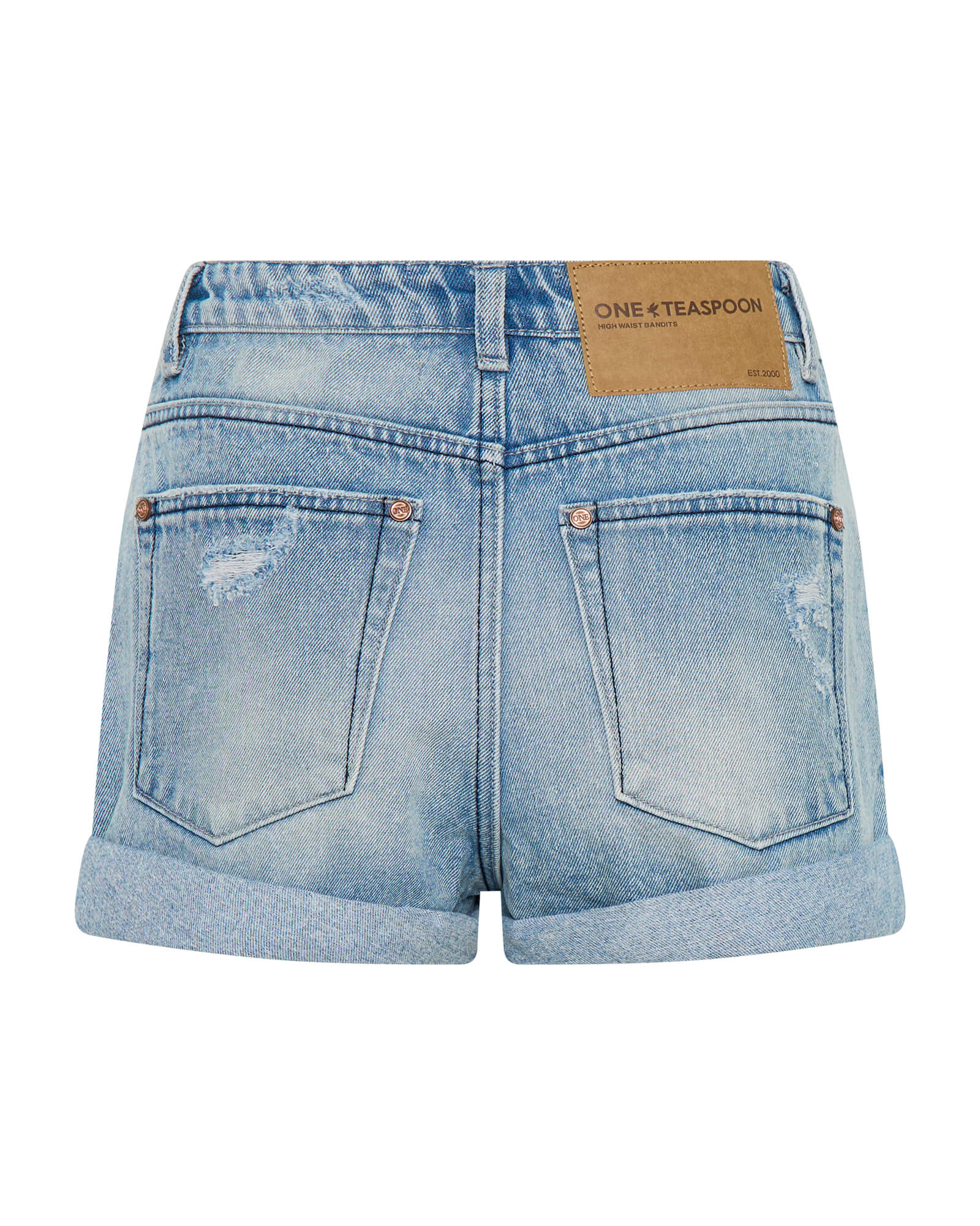 Bandits High Waist Messed Up Denim Shorts - Salty Dog Blue - Image 16
