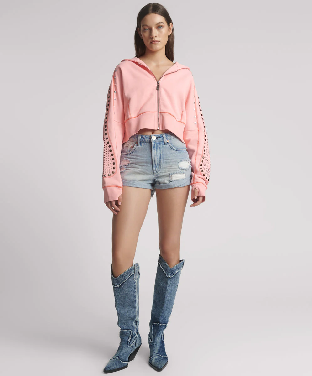 Bandits High Waist Messed Up Denim Shorts - Salty Dog Blue - Image 8