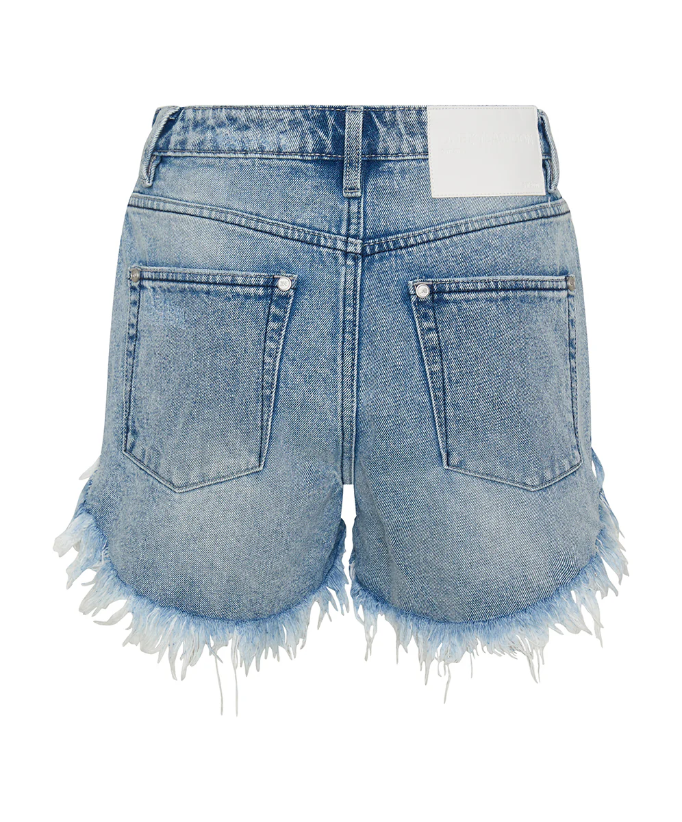 Outlaws Mid Waist Mid Length Denim Shorts - Salty Dog Blue - Image 14
