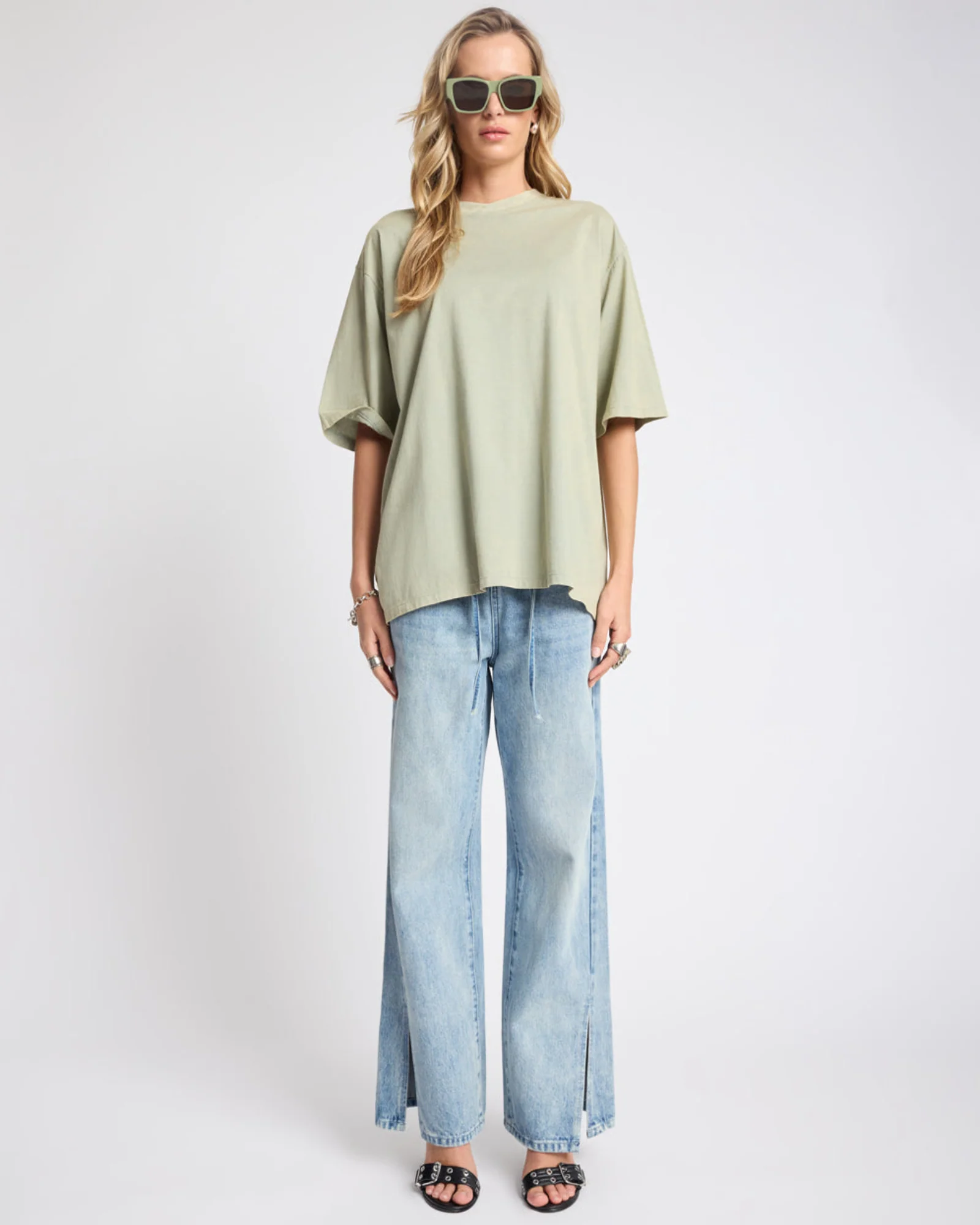 Roadhouse Wide Leg Drawstring Denim Jeans - Salty Dog - Image 3