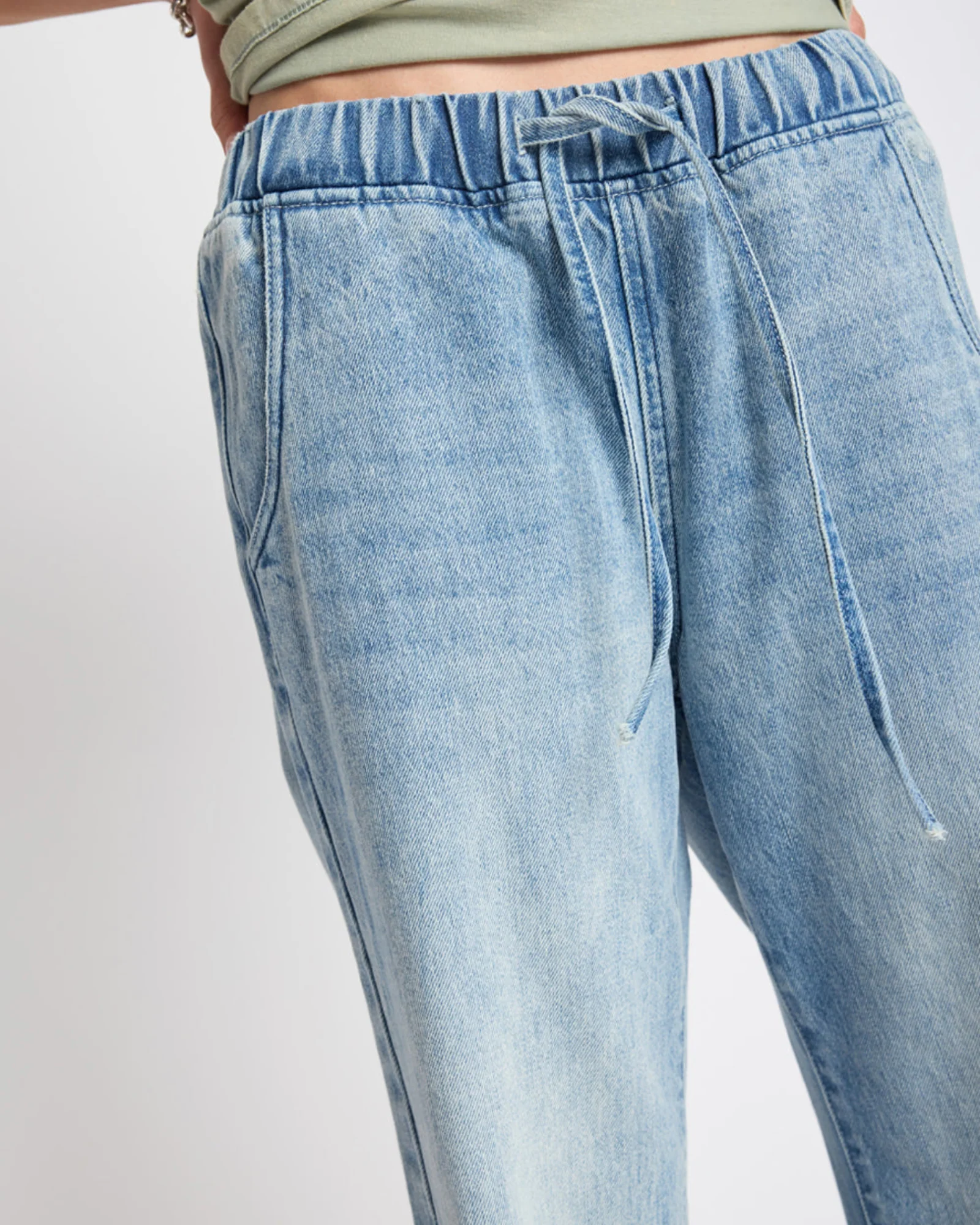 Roadhouse Wide Leg Drawstring Denim Jeans - Salty Dog - Image 7