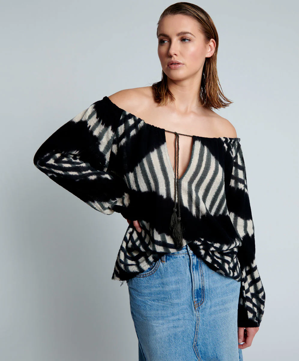 SANTORINI HAND PRINTED MINOAN TOP