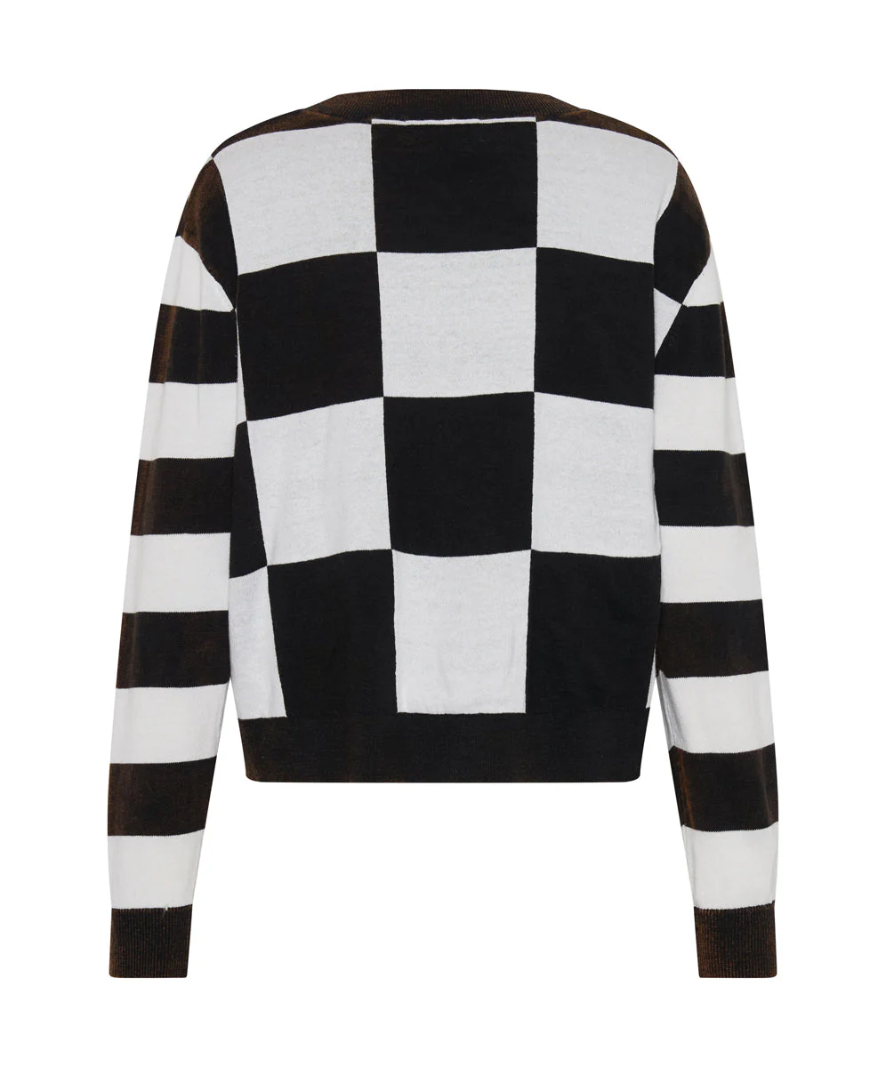 Scoreboard Smiley Knit Sweater - Black White - Image 7