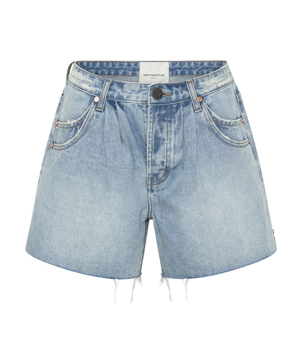 Shakers Low Waist Super Relaxed Denim Shorts - Hendrixe Blue - Image 7
