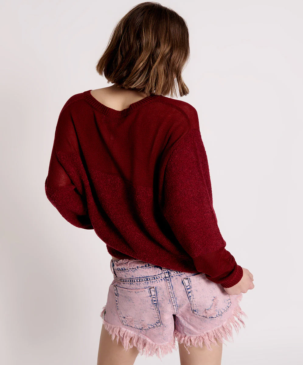 Shattered Crew Knit Sweater - Wine - Image 4