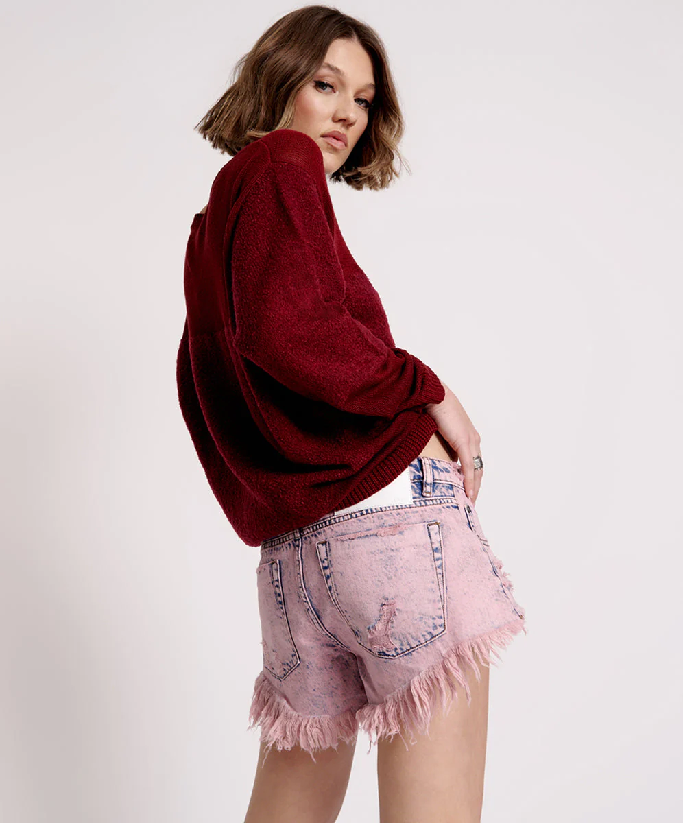 Shattered Crew Knit Sweater - Wine - Image 5