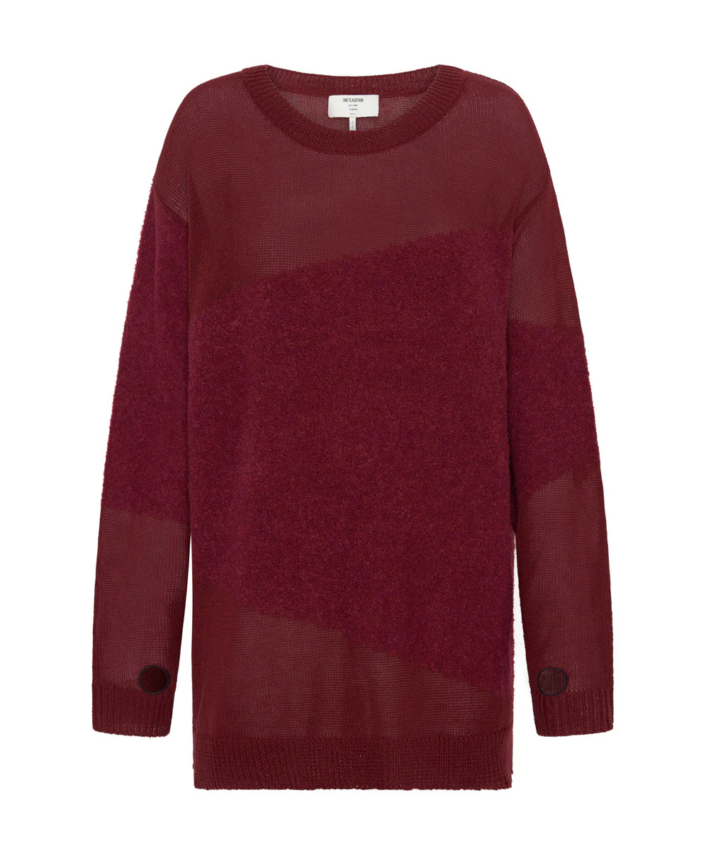 Shattered Crew Knit Sweater - Wine - Image 6