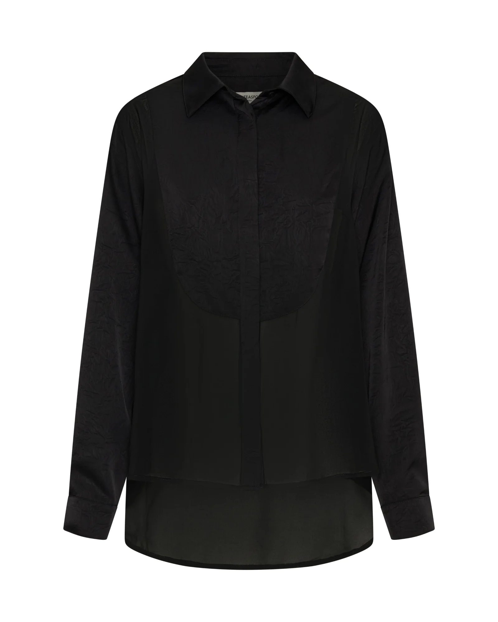 Sheer Panel Tuxedo Shirt - Black - Image 9