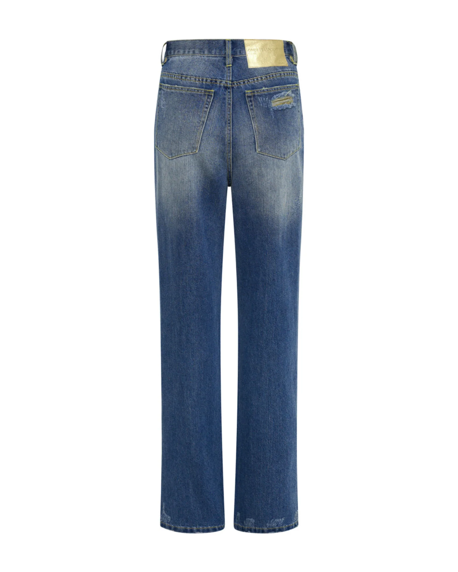 Billie Low Slung Straight Leg Mid Waist Denim Jeans - Shredded Gold - Image 9