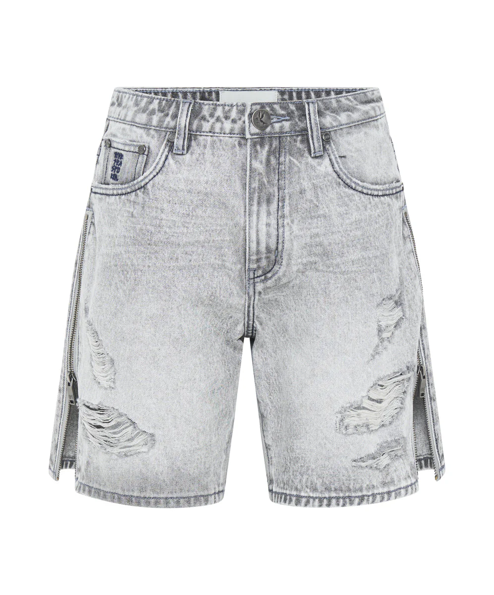 Jacksons Mid Waist Wide Leg Denim Shorts - Slate Acid - Image 6