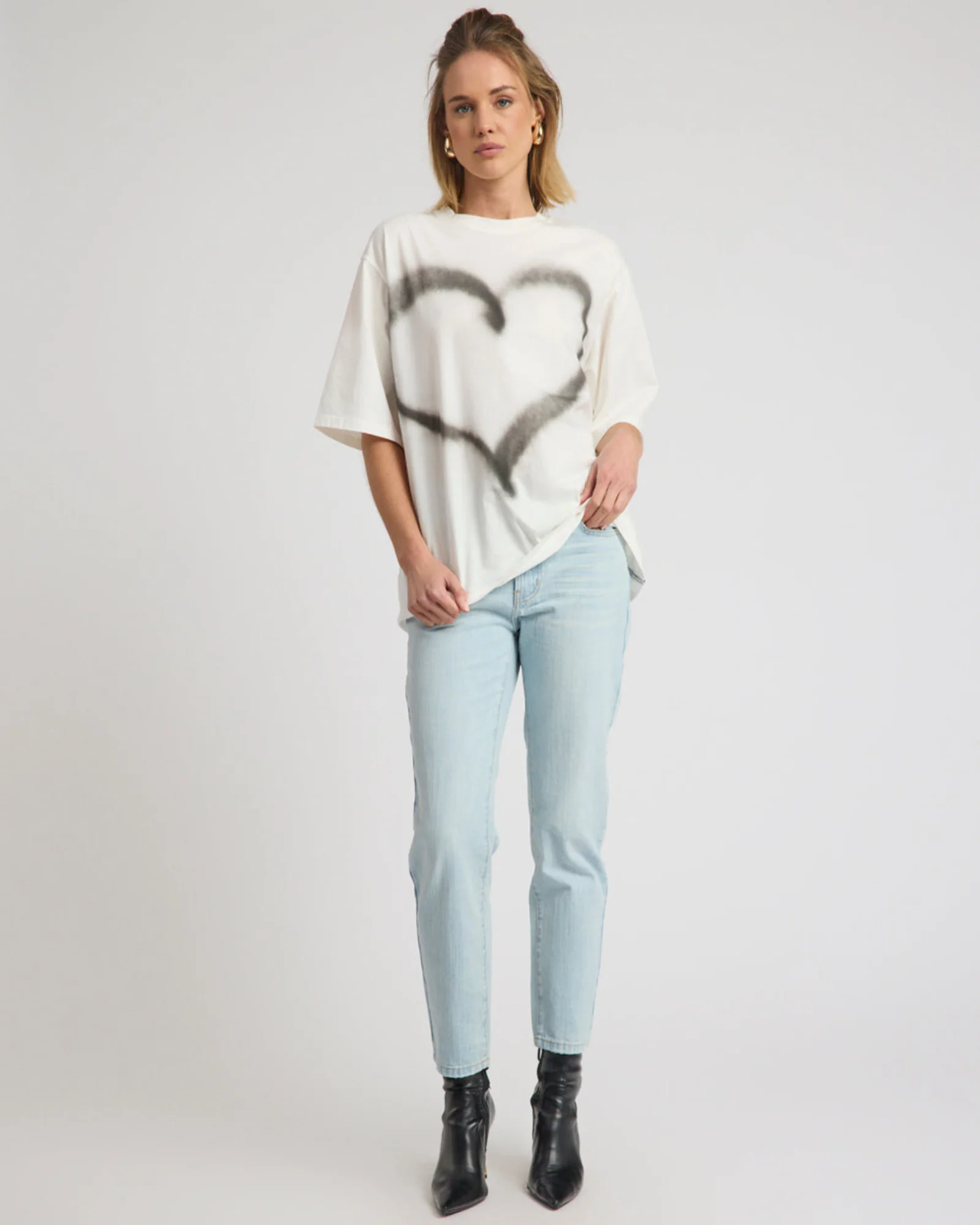 Slims Heart High Waist Cropped Slim Fit Denim Jean - Sea Mist Blue Love - Image 3