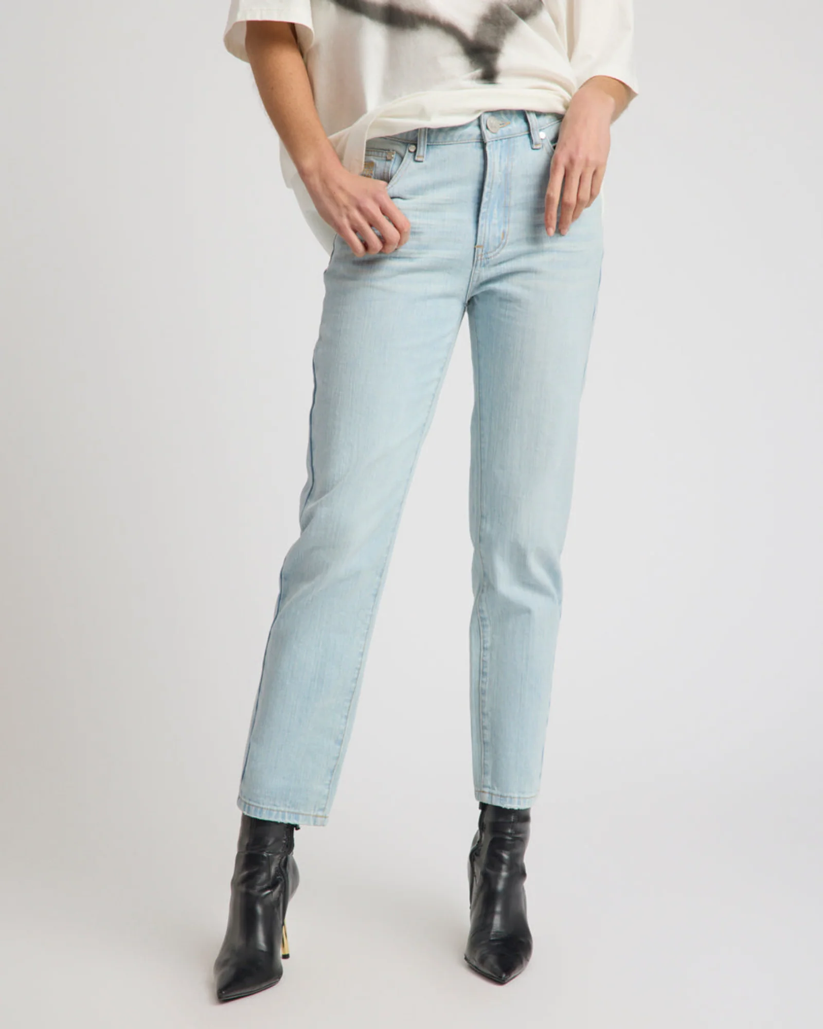 Slims Heart High Waist Cropped Slim Fit Denim Jean - Sea Mist Blue Love - Image 4