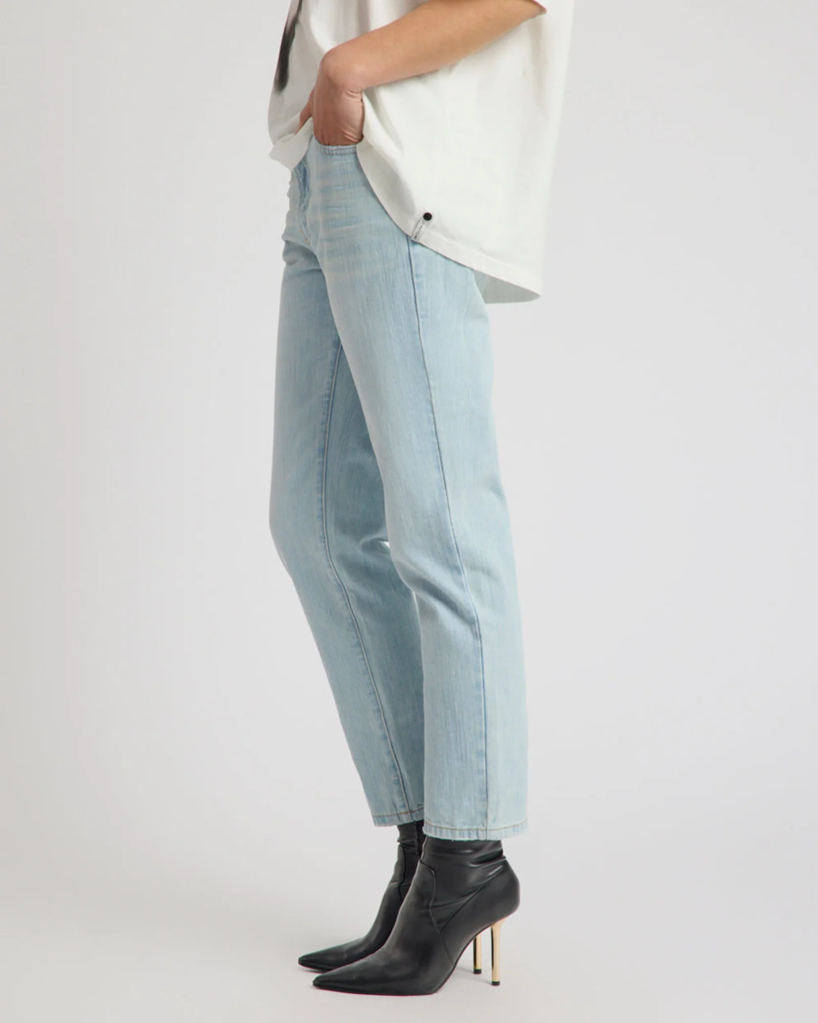 Slims Heart High Waist Cropped Slim Fit Denim Jean - Sea Mist Blue Love - Image 5