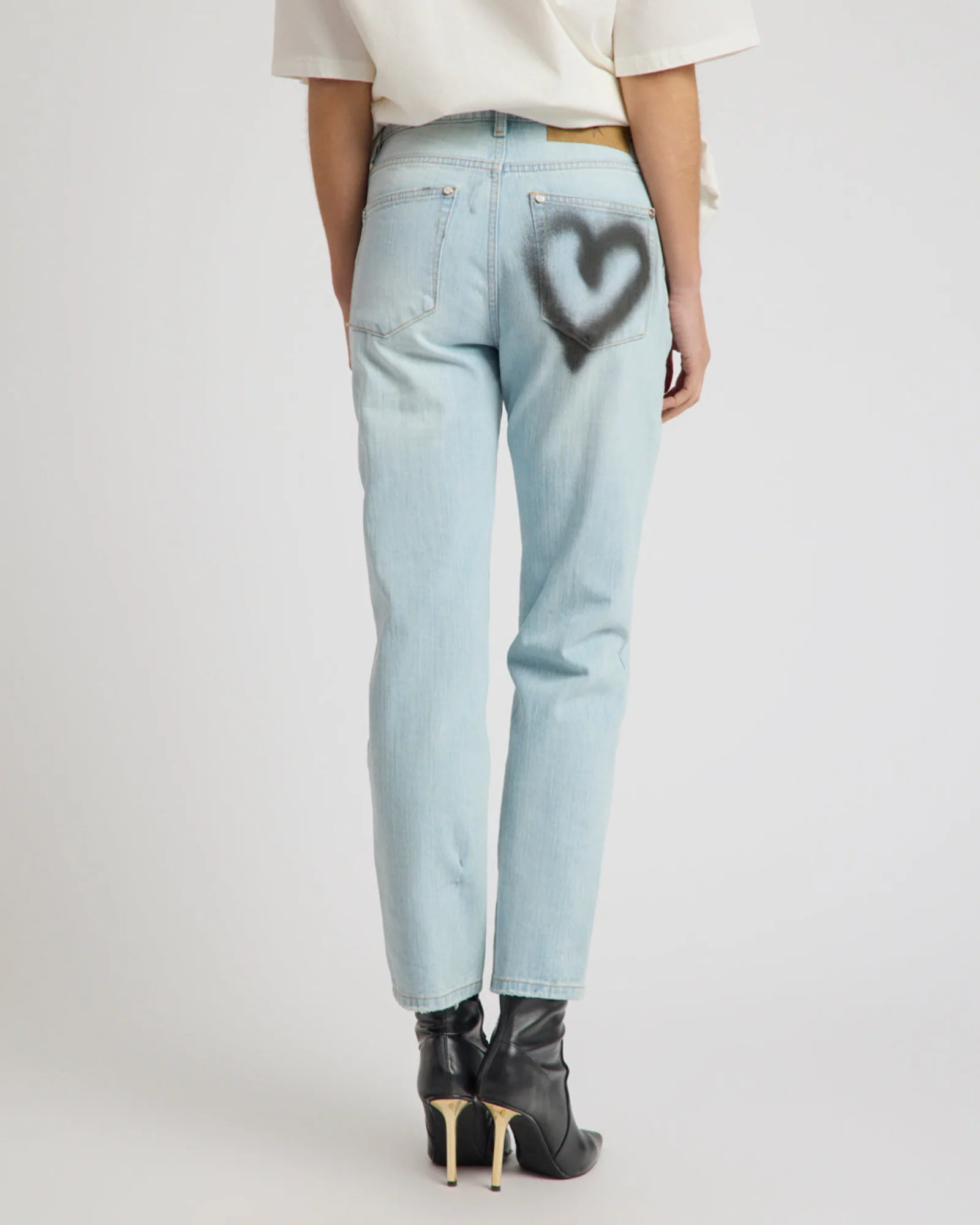 Slims Heart High Waist Cropped Slim Fit Denim Jean - Sea Mist Blue Love - Image 6