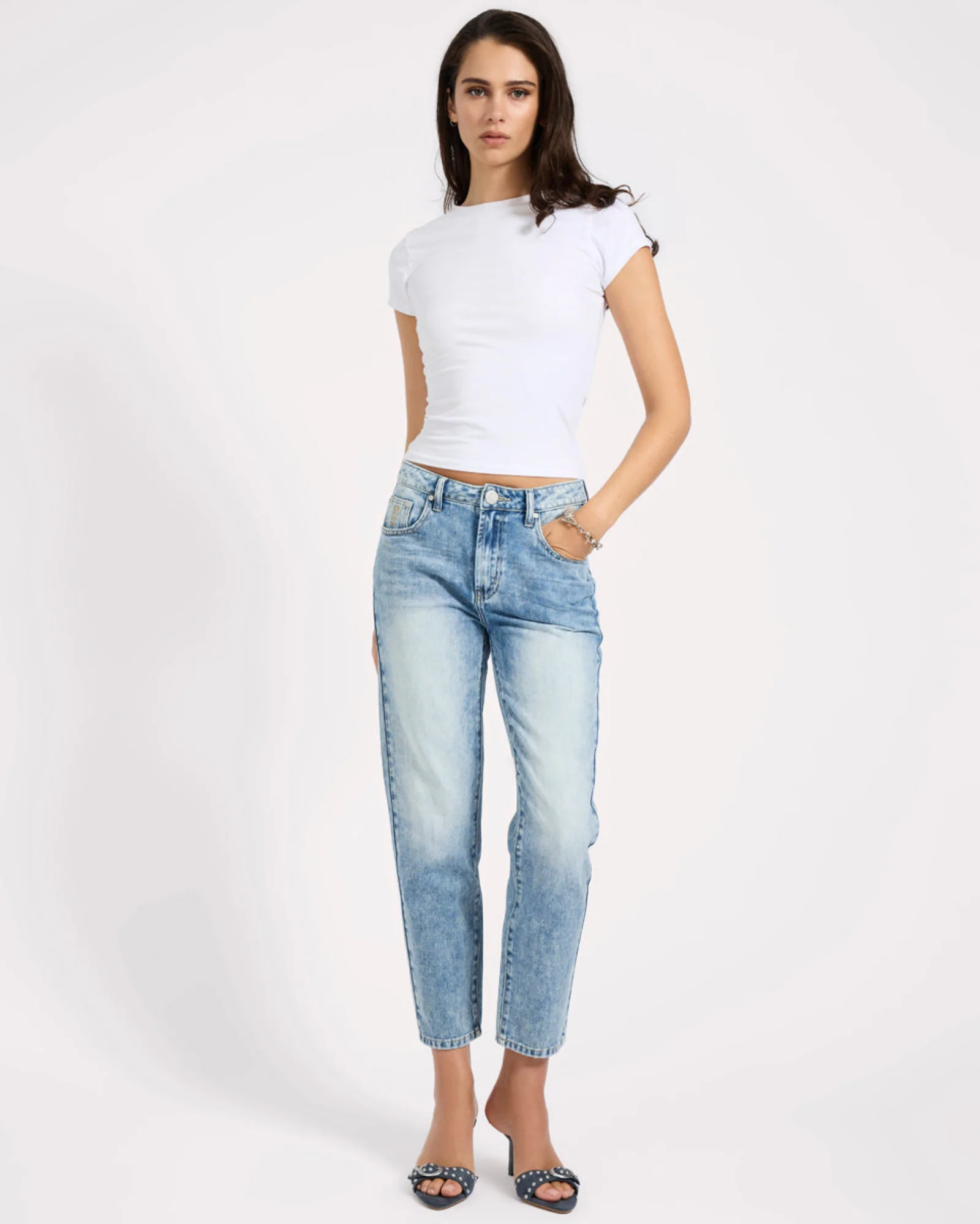 Slims High Waist Cropped Slim Fit Denim Jeans - Sunset Blue