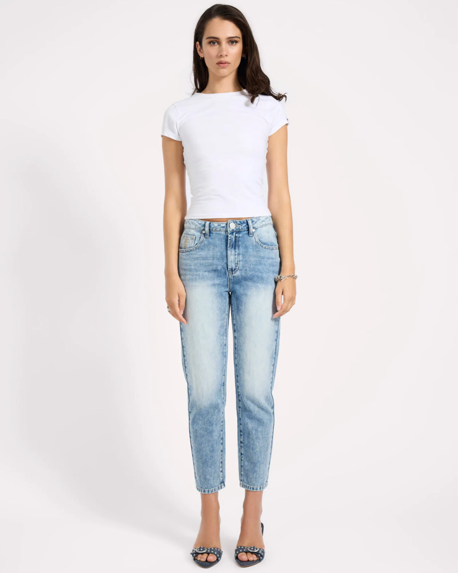 Slims High Waist Cropped Slim Fit Denim Jeans - Sunset Blue - Image 2