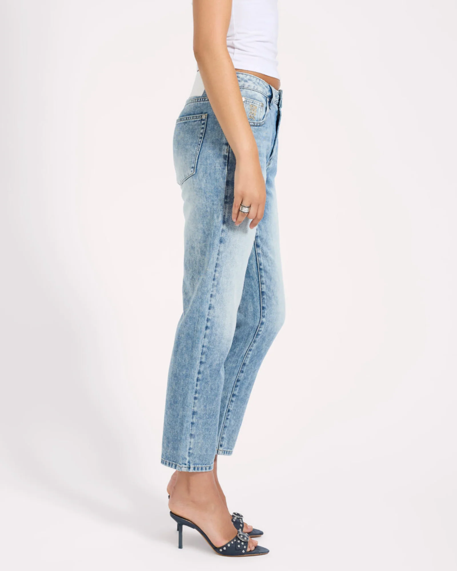 Slims High Waist Cropped Slim Fit Denim Jeans - Sunset Blue - Image 7