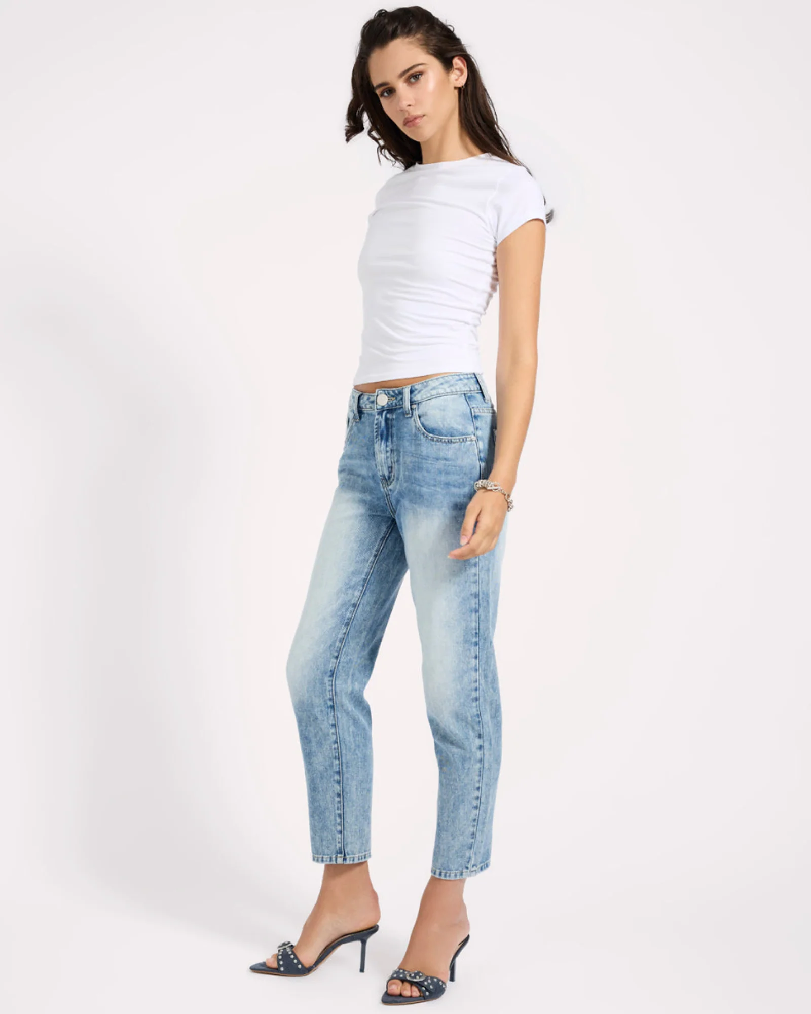 Slims High Waist Cropped Slim Fit Denim Jeans - Sunset Blue - Image 8