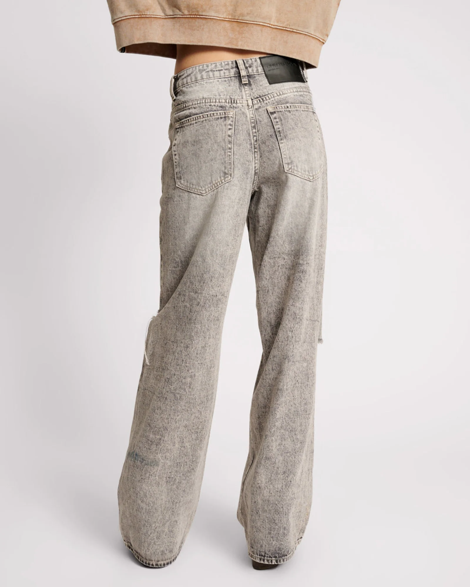 Jackson Mid Waist Wide Leg Denim Jeans - Smoke - Image 4