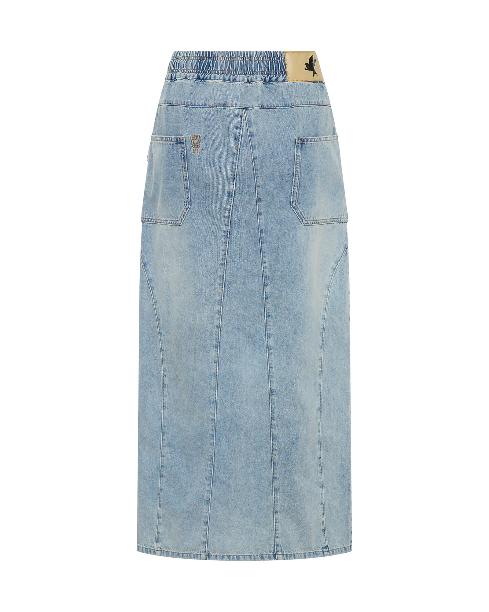 Parachute Low Waist Split Front Maxi Denim Skirt - Soft Blue - Image 7
