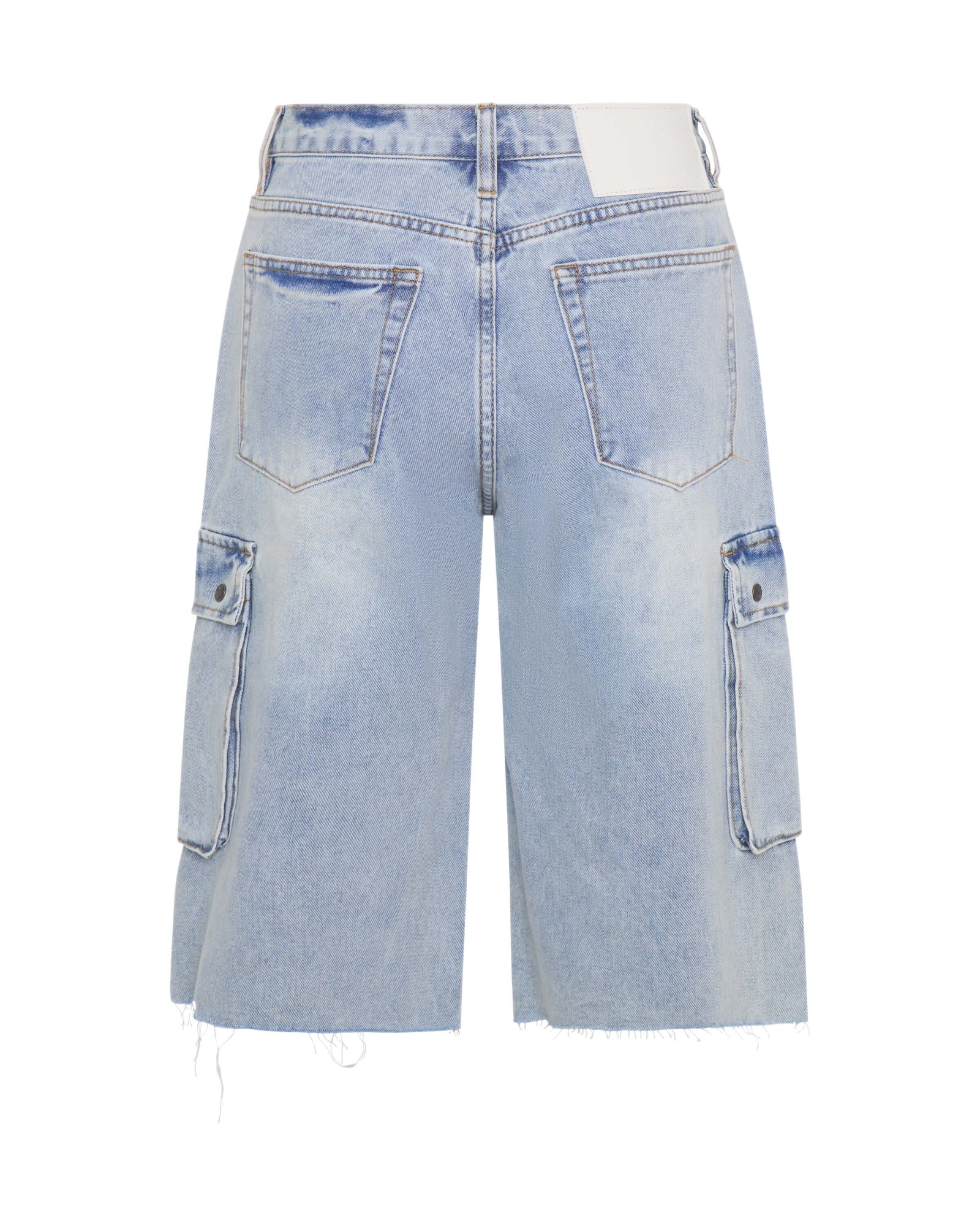 Skater Girl Low Waist Super Long Leg Denim Jorts - Soft Blue - Image 9