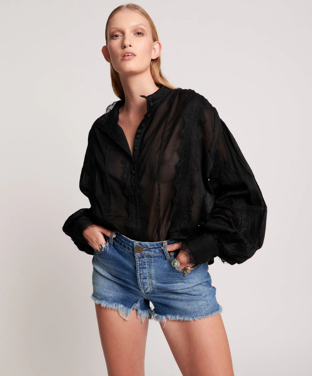 SOHO BLUE BONITA HIGH WAIST DENIM SHORT