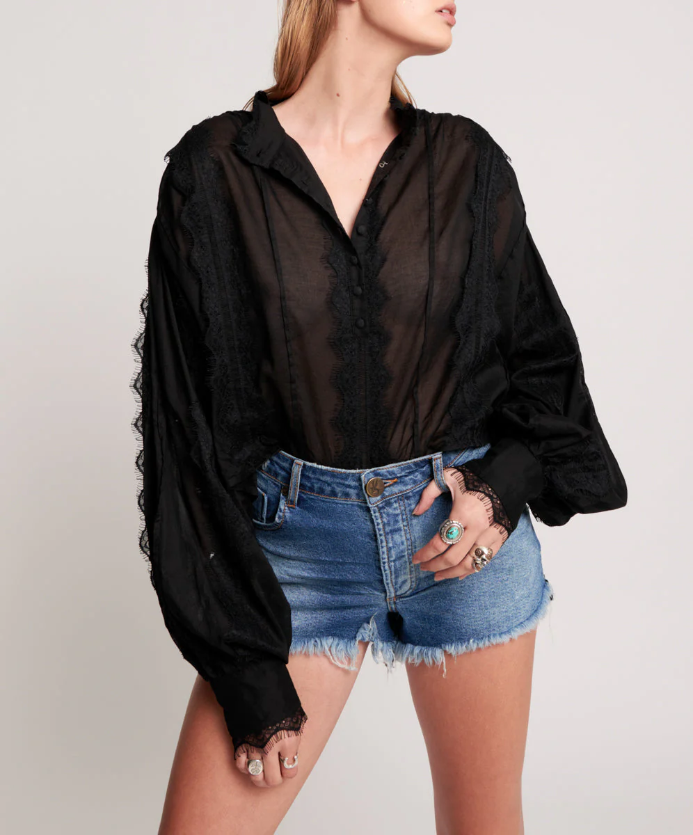 SOHO BLUE BONITA HIGH WAIST DENIM SHORT - Image 2