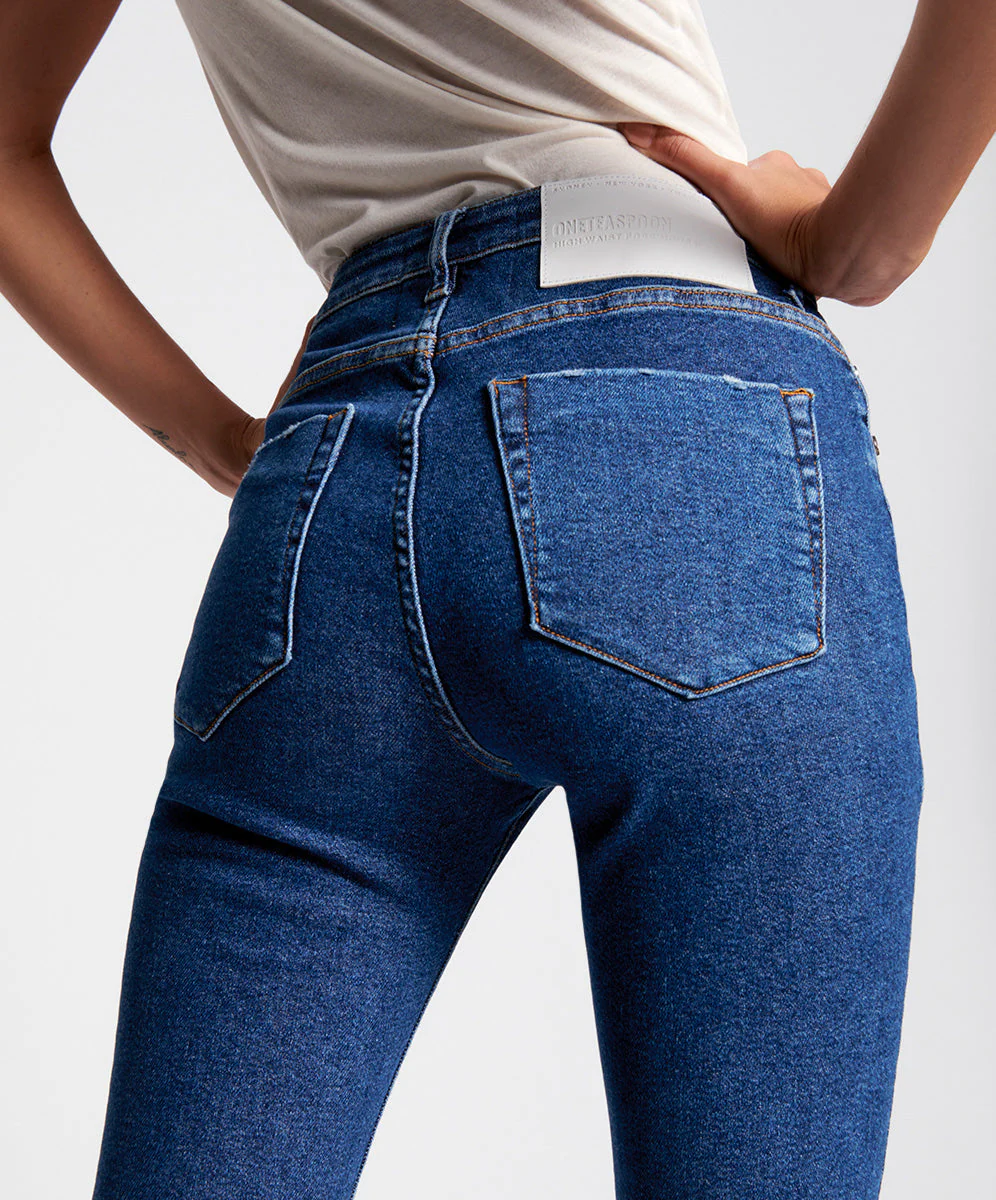 Freebirds High Waist Rigid Skinny Denim Jeans - Soho Blue - Image 4