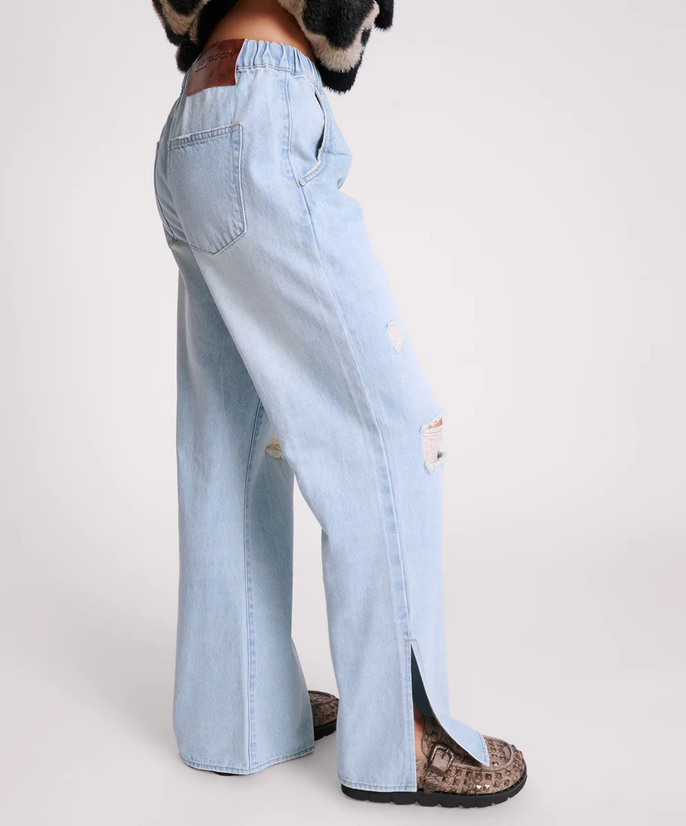 Roadhouse Wide Leg Drawstring Denim Jeans - Sportster Blue - Image 5