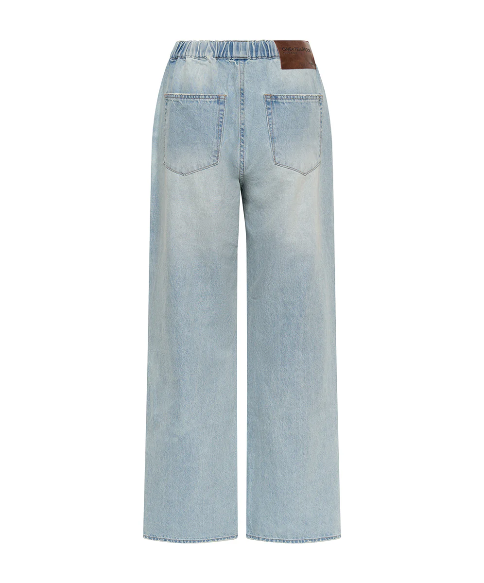 Roadhouse Wide Leg Drawstring Denim Jeans - Sportster Blue - Image 7