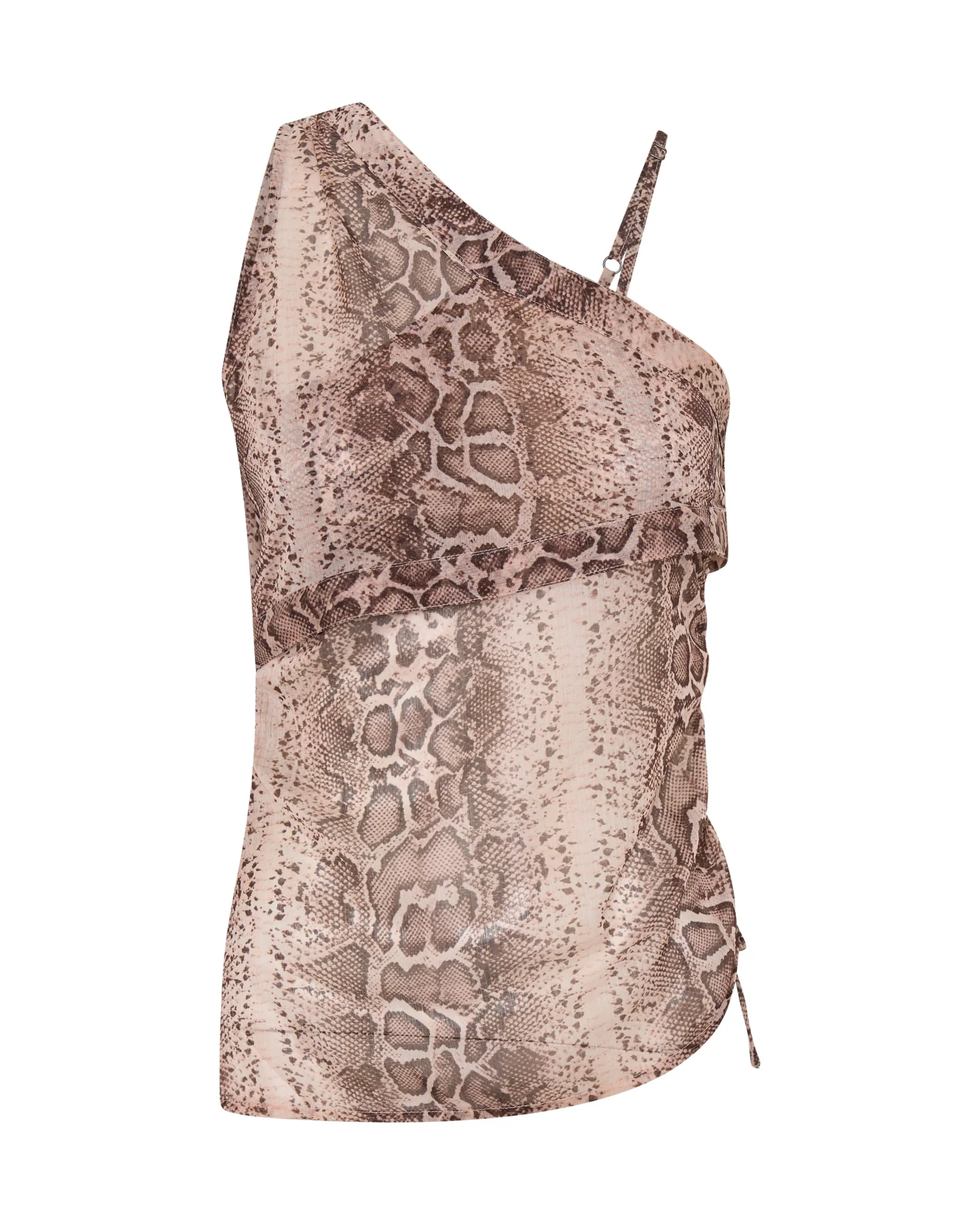 Spritz Sheer Chiffon One Shoulder Top - Cognac Snake - Image 10