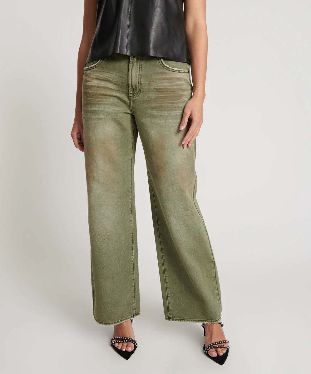 Jackson Mid Waist Wide Leg Denim Jeans - St Khaki - Image 2