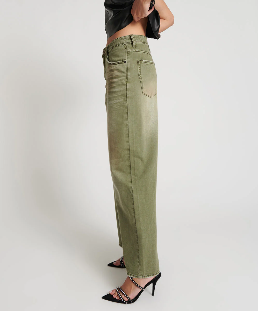 Jackson Mid Waist Wide Leg Denim Jeans - St Khaki - Image 3