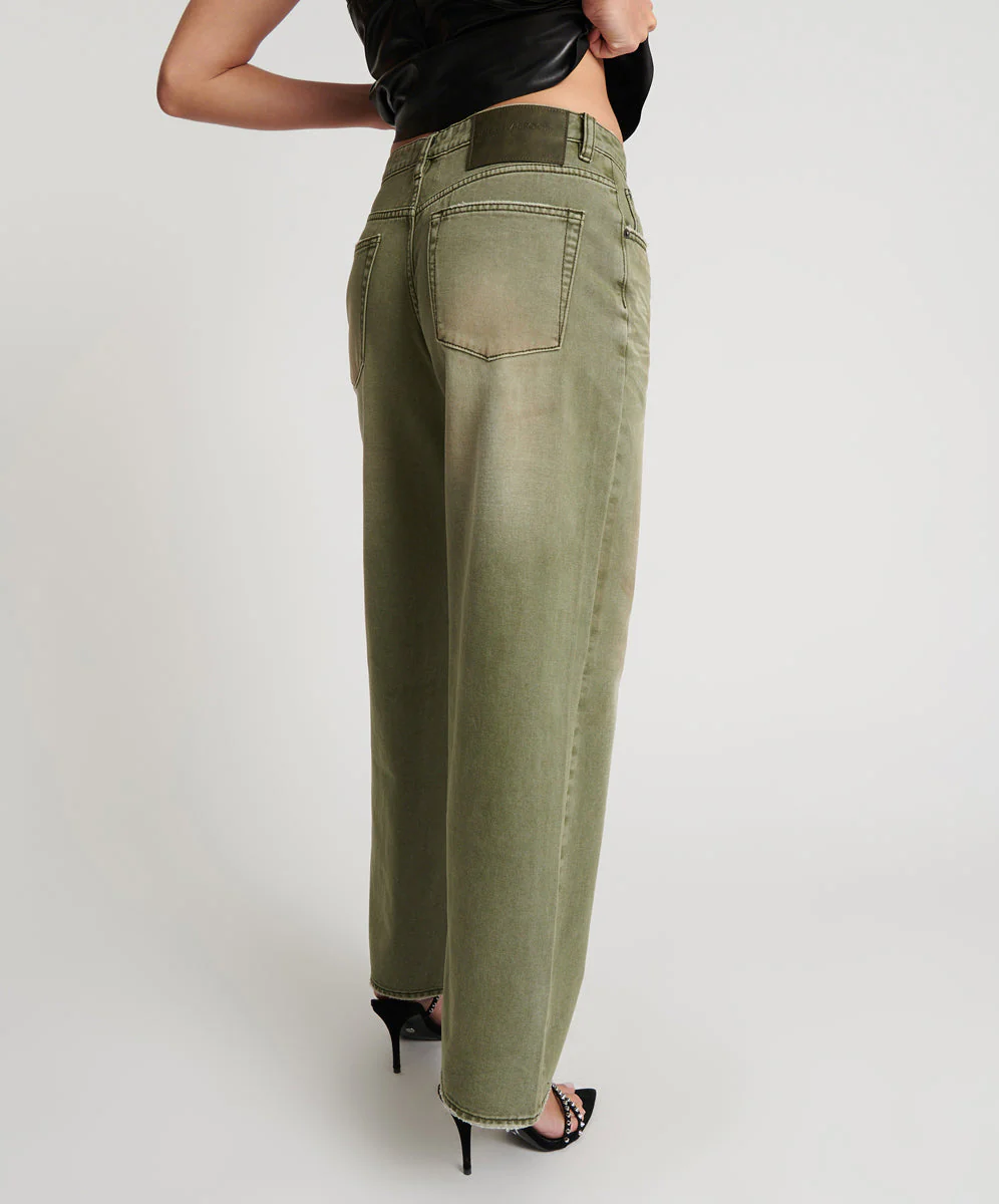 Jackson Mid Waist Wide Leg Denim Jeans - St Khaki - Image 4