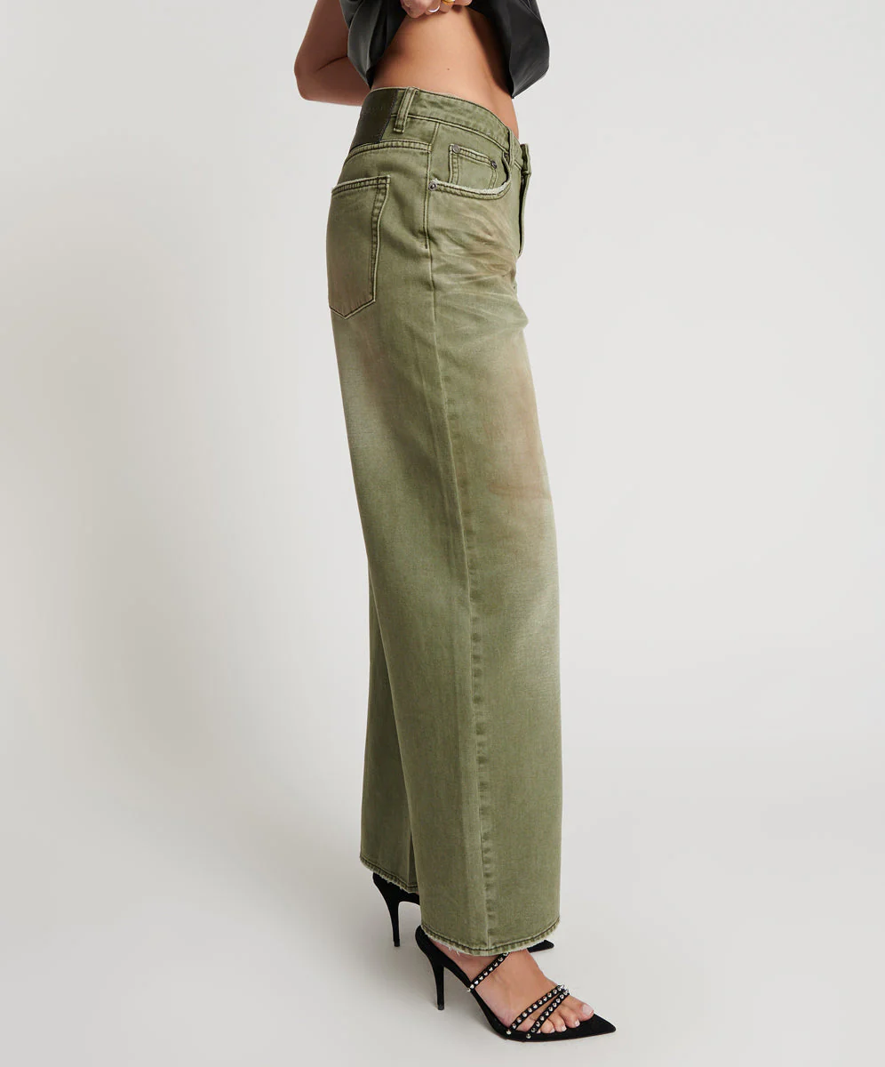 Jackson Mid Waist Wide Leg Denim Jeans - St Khaki - Image 5