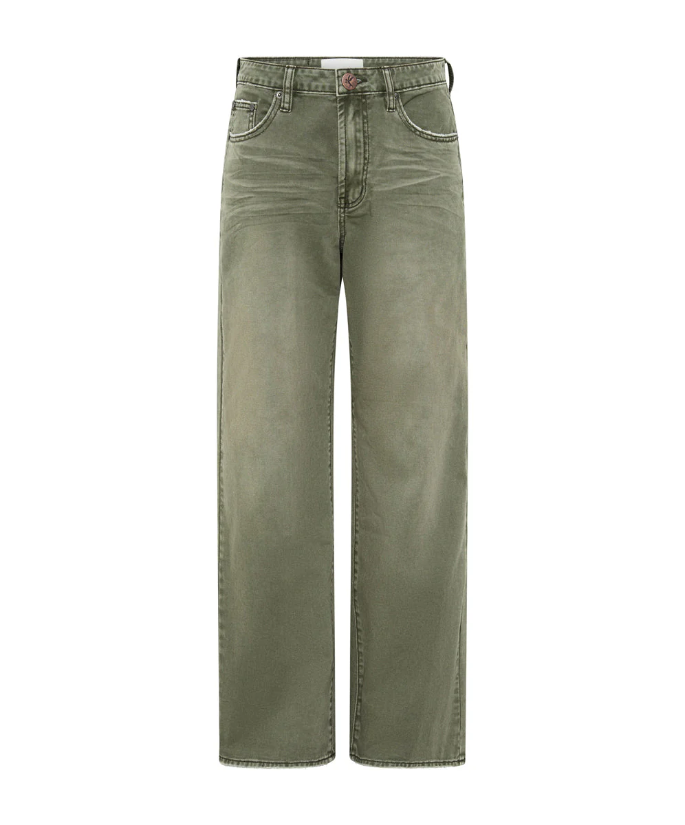 Jackson Mid Waist Wide Leg Denim Jeans - St Khaki - Image 6