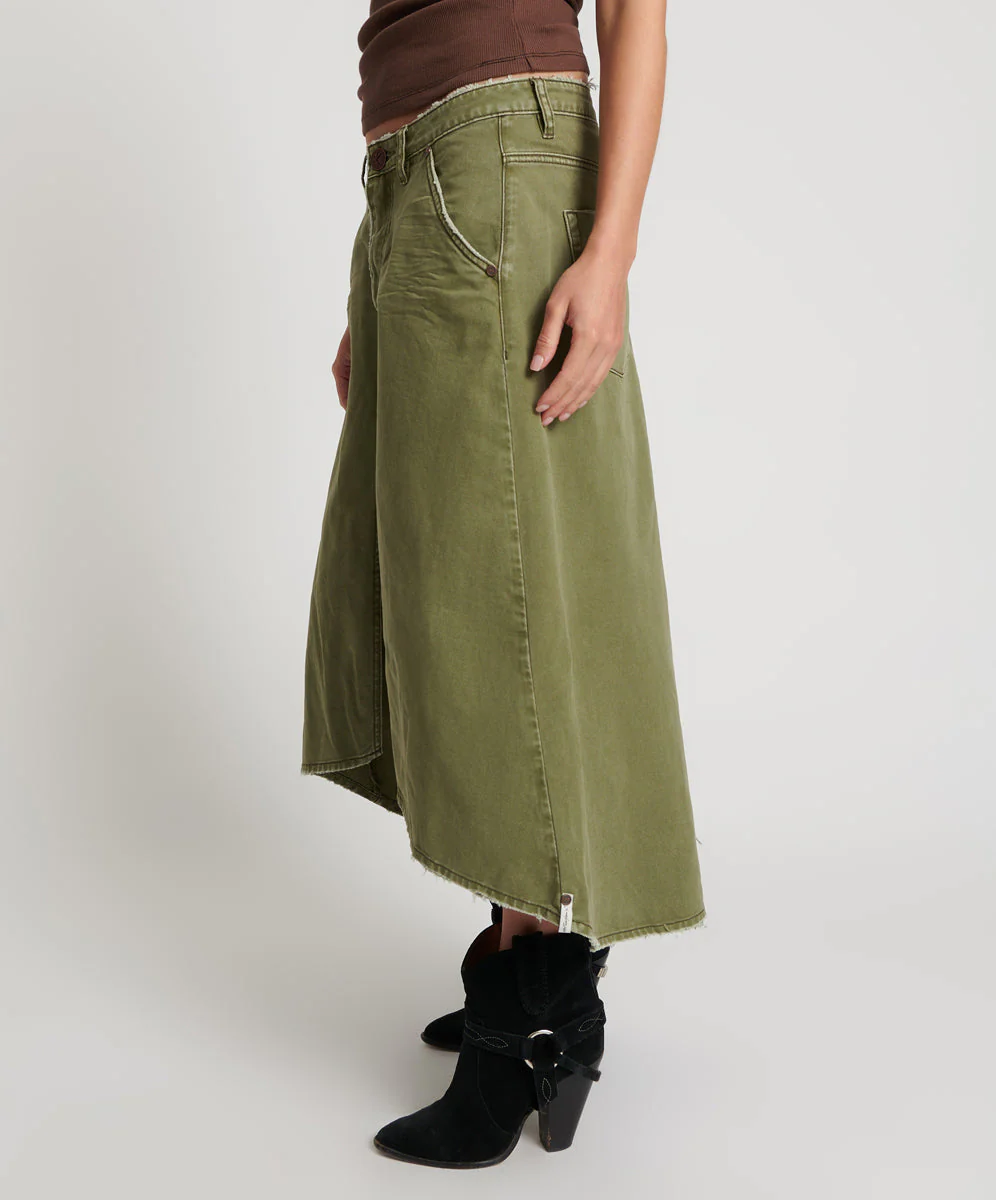 Mrs Carter Low Waist Long Denim Skirt - St Khaki - Image 3