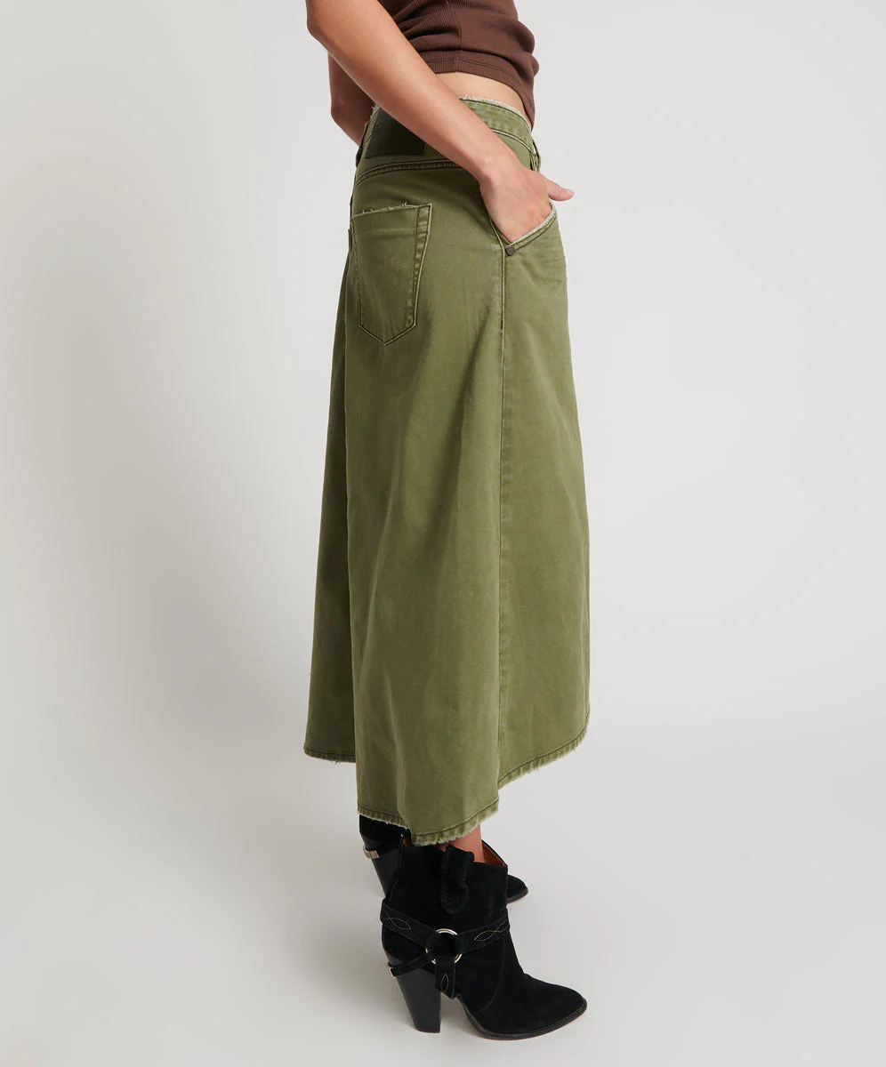 Mrs Carter Low Waist Long Denim Skirt - St Khaki - Image 5