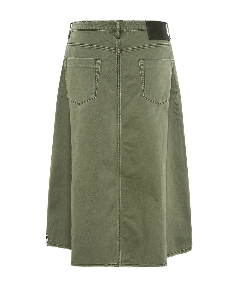 Mrs Carter Low Waist Long Denim Skirt - St Khaki - Image 7