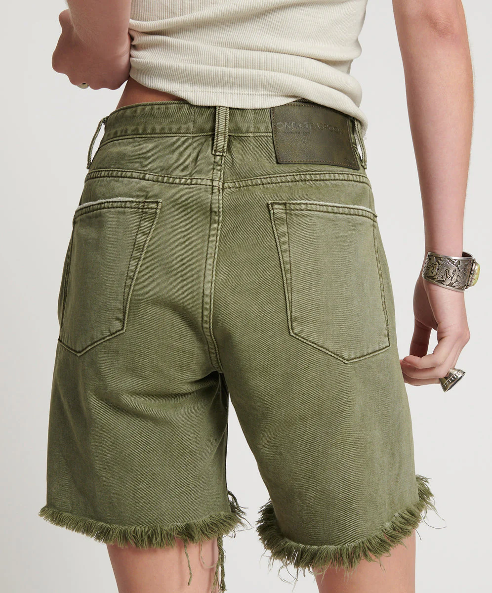Stevies High Waist Long Length Boyfriend Denim Shorts - St Khaki - Image 4