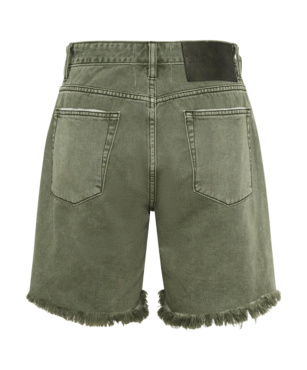 Stevies High Waist Long Length Boyfriend Denim Shorts - St Khaki - Image 7