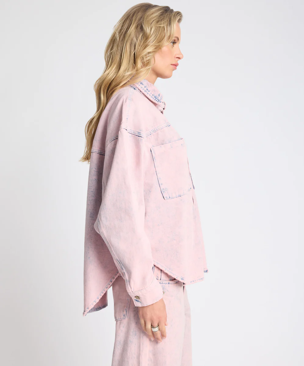 Star Teaser Daria Denim Shacket - Pink Haze - Image 5
