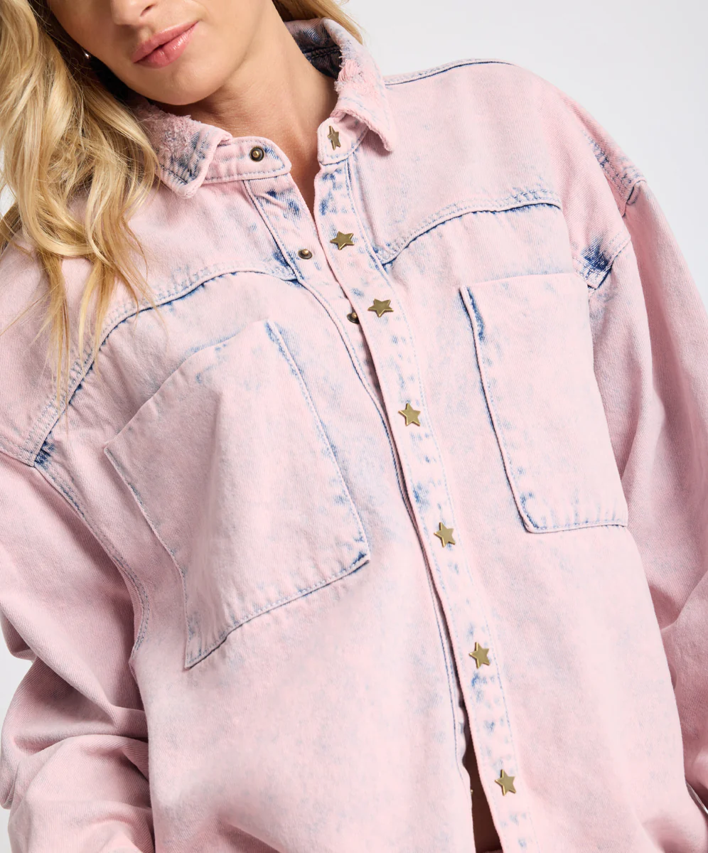 Star Teaser Daria Denim Shacket - Pink Haze - Image 7