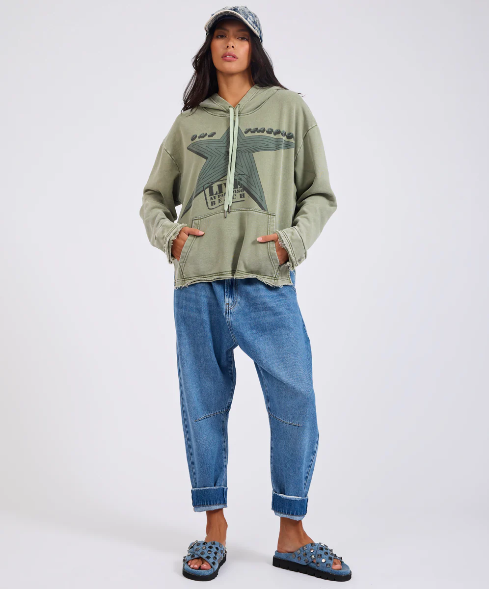 Star Tour Worn Hoody - Washed Khaki - Image 2
