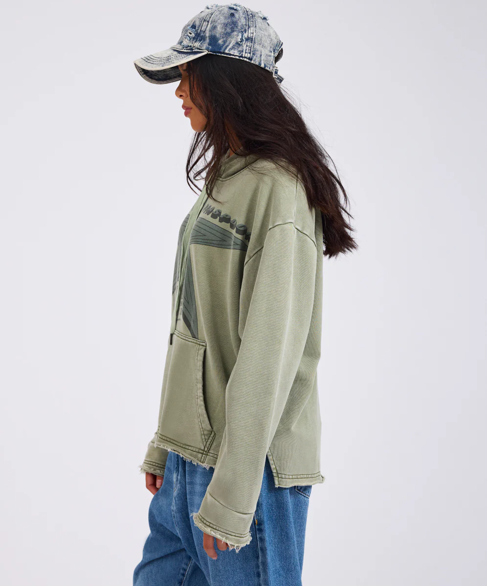 Star Tour Worn Hoody - Washed Khaki - Image 5