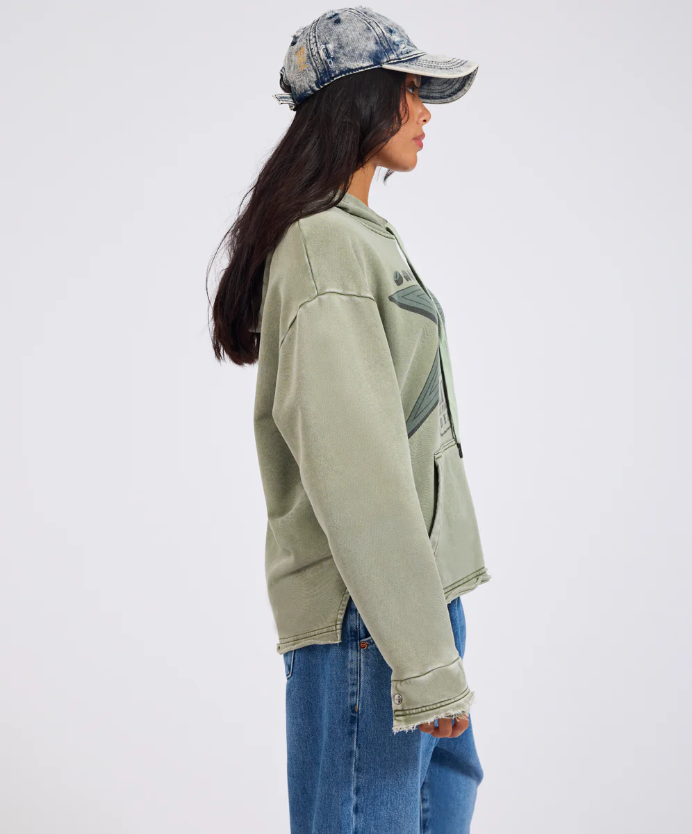 Star Tour Worn Hoody - Washed Khaki - Image 7